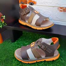Children's Sandal Papete Boys' Youth School Boys' Comfortable Lightweight Brown Casual Orange Gift - 鏽棕色 - 查看 7