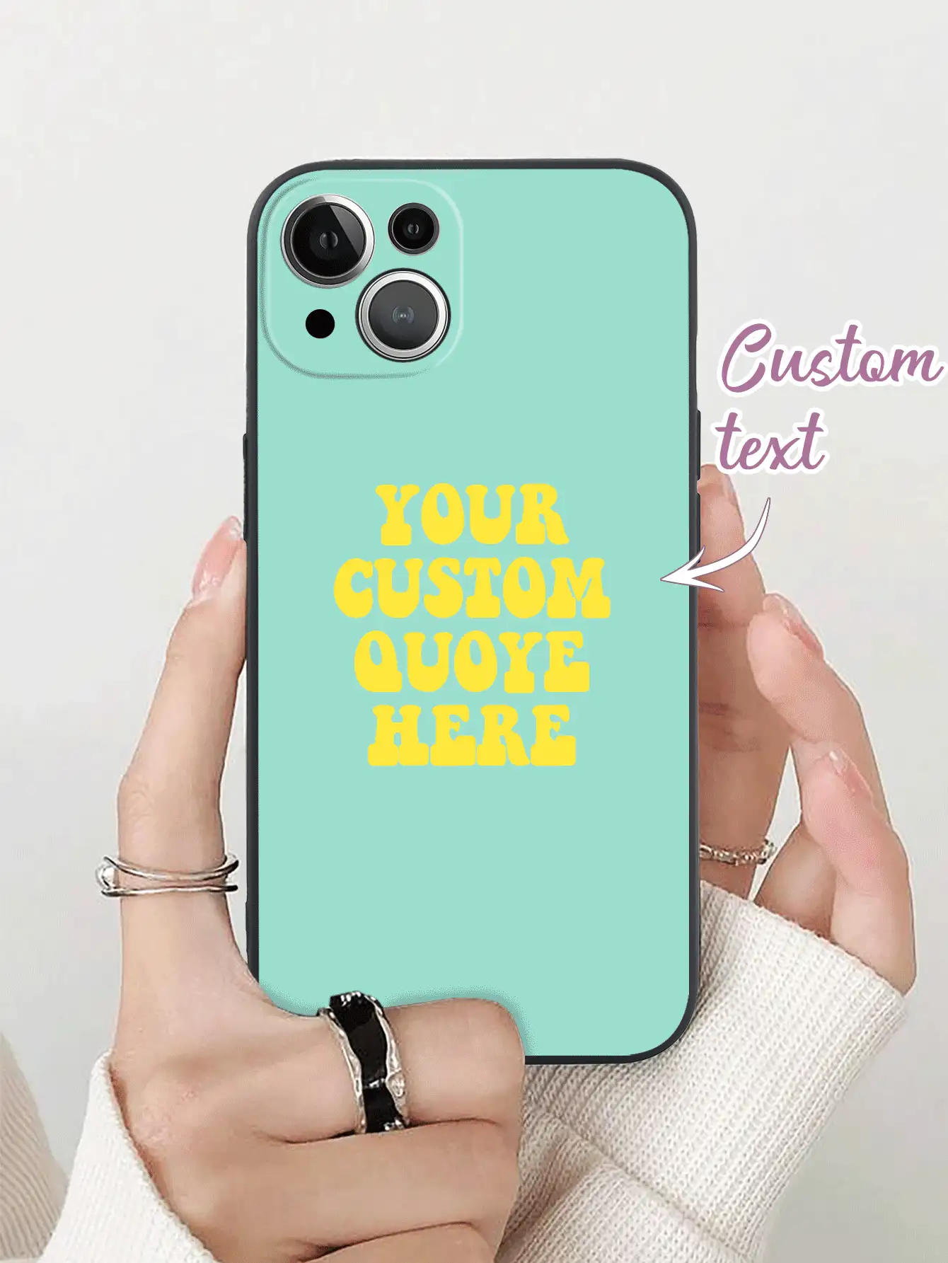 Shockproof Slogan Elements Customized Vintage Style Various Solid Color Short Phrase, Letter, Name Phone Case Cover Suitable For GalaxyS22/S23Ultra, A14, Compatible With IPhone 11/12/13/14/15Pro Max Spring Gift - Black - View 2