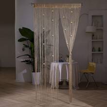 1 件田园玫瑰花线门串窗帘闪亮流苏窗帘客厅女孩卧室遮光窗帘隔断串装饰用品 100*200cm - 彩色 - 查看 15