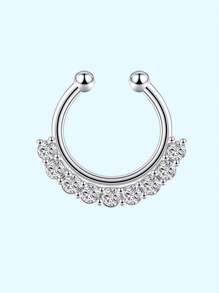 1 件装夹式鼻环套装镶嵌闪亮锆石简约假穿孔鼻环首饰日常佩戴