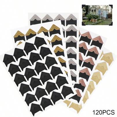 120 peças/lote 5 folhas de adesivos de papel kraft vintage faça você mesmo para decoração de moldura de álbum de fotos, scrapbooking, proteção de imagem, decoração de volta às aulas