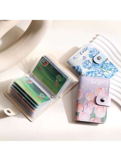 Vintage Oil Painting Card Bag Large Capacity Multi Slot Driver's License Holder Card Bag Compact Cartoon Coin Purse Pu Leather S Gifts For Card Holder Wallet Business Card Holder Credit Card Holder Women Photocard Holder For Women Mini Wallet Card Wallet