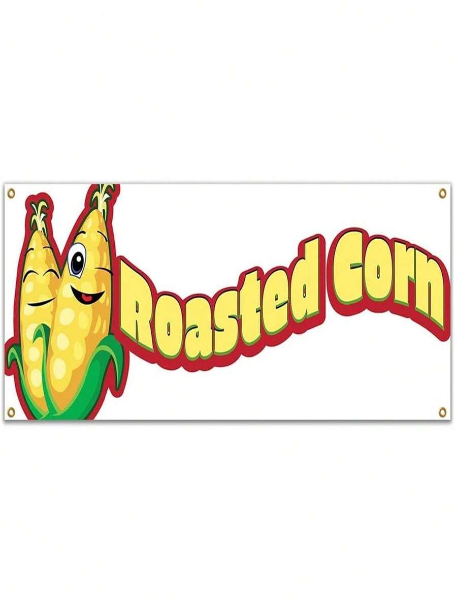 SignMission B-Roasted Corn19 48 In. Roasted Corn Banner With Concession Stand Food Truck Single Sided - Görünüm 1