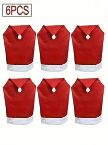 1/4/6/8 PCS Christmas Chair Cover, Santa Claus Hat Slide Cover Christmas Chair Back Cover For Christmas Restaurant Decoration - Red - View 12