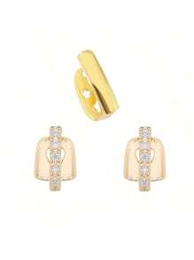 3pcs Tooth Gap Decoration Set, Adjustable Hip Hop Grillz For Men & Women - Gold - View 4