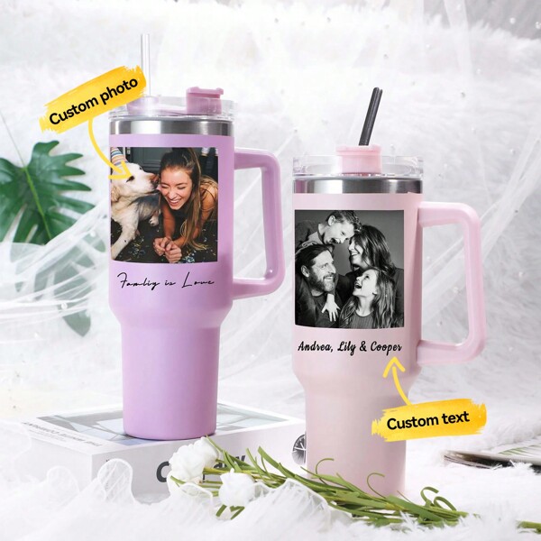 1 Piece 40 Oz Custom Name + Photo/Logo/Picture Stainless Steel Glass Cup Personalized Diy Car Cup Coffee Cup With Lid And Handle Water Bottle Double-Layer Insulated Cold Water Cup For Family, Friends And Loved Ones Easy To Clean, Exquisite, High-Quality Custom, Personalized, Unique Ideal Gifts For Her Her, Son, Daughter, School Students, Workers, Kids School, Home, Office,Multi-Functional,Durable,Ornamental,Reusable,Exquisite,Stylish,High-Quality,Colorful,Modern,Custom,Personalized,Unique,Ideal Gifts For Him,Ideal Gifts For Her,Boyfriend,Dad,Girlfriend,Mom,Family,Friends,Tea Room,Home,Garden,Office,For Anniversaries,For Valentine's Day,For Mother's Day,For Birthdays,For Father's Day,For Graduation,For Weddings,For Housewarming