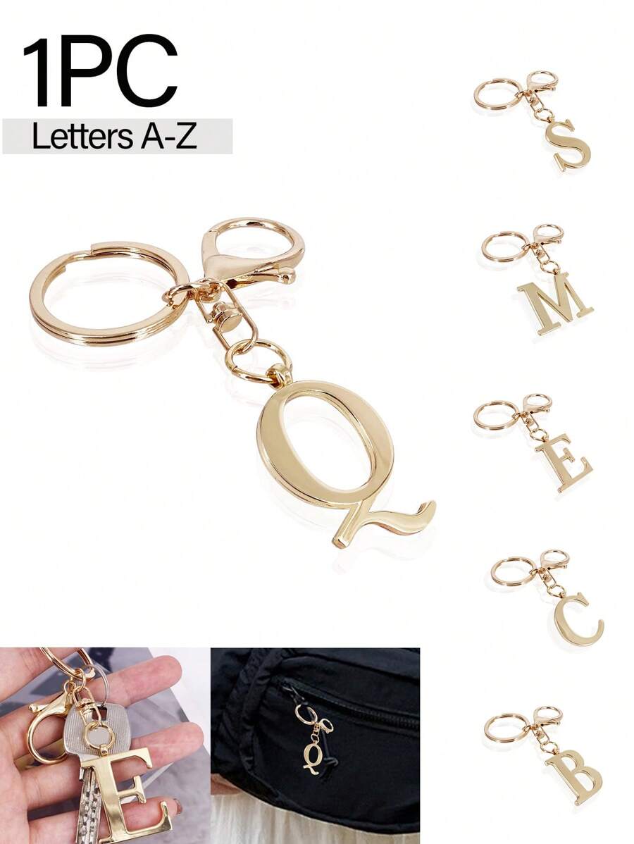 1 件高级优雅的金色字母钥匙扣,字母 A-Z 立体吊坠,经典简约的钥匙扣,装饰,包袋配件,多功能包袋,适用于工作、学校、购物、背包、手提包、手提包,光泽且有纹理,适合赠送给朋友、家人、情侣、女朋友、节日纪念品万圣节汽车配件包饰可爱哥特 Y2k 万圣节配饰教师节圣诞节礼物创意 - 金色 - 查看 1