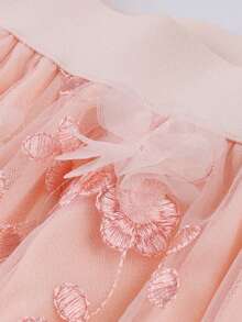Women's Elegant Embroidered Mesh A-Line Skirt, Summer - Pink - View 5