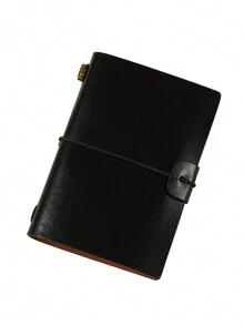 1pc Leather Cover Notebook, Bound Diary Notebook, A7 Size Portable Journal - A7 - View 12