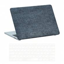 Miloocul Compatible With Mac Book Air 13/Mac Book Pro 13/Mac Book Pro 14/Mac Book Air 15/Mac Book Pro 16 Knitted Denim Fabric Plastic Laptop Hard Shell With Keyboard Cover… - Xám - Xem 1