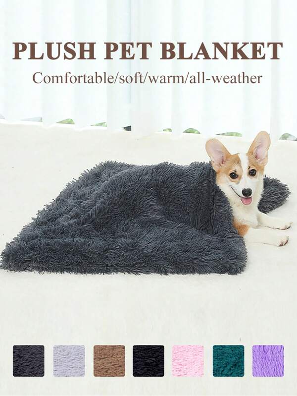 1pc All-Season Pet Blanket, Made Of Long Plush Fabric, Easy To Clean & Durable, Soft & Warm For Winter, Suitable For Medium & Small Cats & Dogs