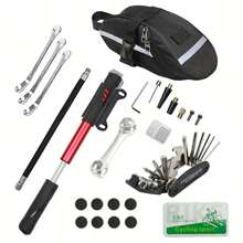 1 Set Multifunctional Bicycle Repair Kit, Bicycle Tool Combo Set, Including 1 Bike Saddle Bag, Mini Bicycle Pump Kit, 16-In-1 Bicycle Repair Tool Kit