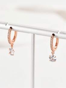 水鑽裝飾耳環 - 銀色 - 查看 11