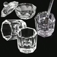 1/2/3/12Pcs Nail  Cup Crystal Glass Nail Cup Acrylic Liquid Plate Clear Bowl Powder Holder Container Nail Acrylic Liquid Container And Glass Box Tool For Nail Decoration