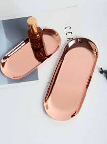 1PC Gold/Silver S/M/L Scandinavian Style Stainless Steel Oval Tray, Decorative Tray, Jewelry Tray/Dresser Tray, Countertop Storage Tray, Aromatherapy Tray, Stainless Steel Tray For Jewelry And Small Items, Suitable For Necklaces, Earrings, Bracelets, Rings, Multiple Scenario Use