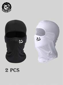 Musion 2 件装万圣节潮流邪恶微笑印花拉法帽户外摩托车拉法帽狂欢节角色扮演道具 - 彩色 - 查看 2