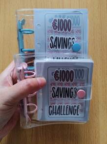 1个小号迷你口袋便携式1000储蓄挑战贴纸，储蓄贴纸，储蓄挑战信和信封，信封储蓄挑战，迷你预算贴纸和现金信封，返校季