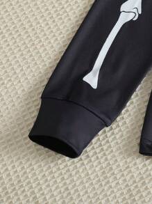 2pcs/Set Young Boys Casual Skull Print Long Sleeve Top And Pants Set, Family Matching Pajamas For Halloween