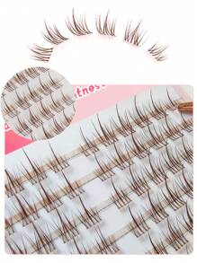 120 Stück CC Locken Braun Sonnenblumen Wimpern Design Falsche Wimpern, geeignet für täglichen oder Party Gebrauch, Wimpernbüschel, Einzelwimpern, Wimpern, Künstliche Wimpern