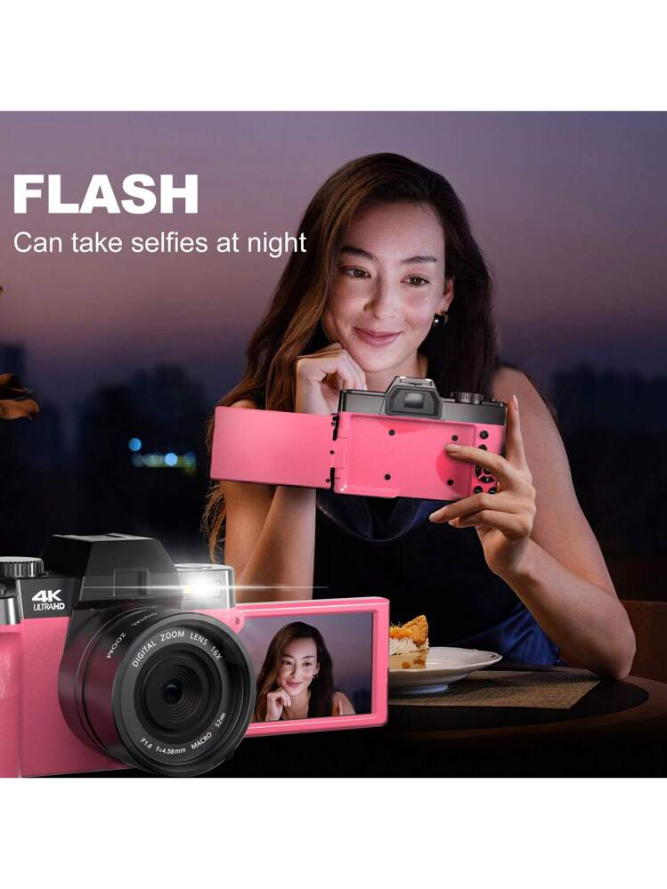 DC402-AF 4K Kids Teens 48P Digital Caera Auto Focus 16X Digital Zoo Vlogging Caera - Light Purple