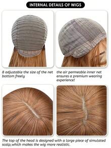 alicegarden Peruka syntetyczna, odporna na ciepło, długa, kręcona, falowana, 1 sztuka, w kolorze brudnej pomarańczy, 24 cale długości, wykonana z włókna, odpowiednia do codziennego użytku, naturalna i realistyczna sztuczna ozdoba do włosów. (Bez akcesoriów)