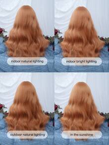 alicegarden Peruka syntetyczna, odporna na ciepło, długa, kręcona, falowana, 1 sztuka, w kolorze brudnej pomarańczy, 24 cale długości, wykonana z włókna, odpowiednia do codziennego użytku, naturalna i realistyczna sztuczna ozdoba do włosów. (Bez akcesoriów)