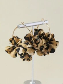 1 Pair Retro Elegant Handmade Leopard Fabric Floral Drop Earrings, Versatile For Casual Wear And Parties For Women - Multicolor - View 2
