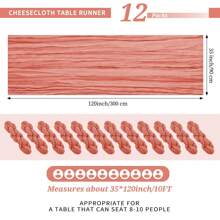 12 Pack 35x120 Inch Cheesecloth Table Runner Gauze Table Runner 10FT Boho Cheese Cloth Table Runner Bulk Table Runners For Wedding Party Baby Shower Table Decor