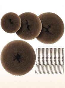 24pcs Hair Bun Maker, Hair Buns For Girls, Hair Donuts, Ballet Bun Maker,4 Size, Light Brown - Multicolor - View 1