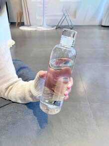 1 pieza Botella de agua transparente a prueba de fugas con marcas de tiempo - Hecho de material de policarbonato duradero, diseño portátil adecuado para viajes al aire libre y senderismo - Taza de hidratación elegante y conveniente para hombres y mujeres