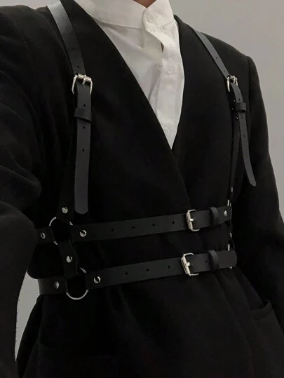 1PC Fashion Men Leather Chest Harness Lingerie Adjustable Leather Body Bondage Strap Punk Club Costume Clothing Accessories For Going Out Outfit Wedding Party And For Gift Halloween Accessories, Halloween Costumes Autumn-Winter Accessories Halloween Costume,Suitable For Teens, Youth,Men,Casual, Outdoor, Athletic, Vacation, Graduation Gifts, Birthday, Daily Wear