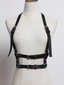 1PC Fashion Men Leather Chest Harness Lingerie Adjustable Leather Body Bondage Strap Punk Club Costume Clothing Accessories For Going Out Outfit Wedding Party And For Gift Halloween Accessories, Halloween Costumes Autumn-Winter Accessories Halloween Costume,Suitable For Teens, Youth,Men,Casual, Outdoor, Athletic, Vacation, Graduation Gifts, Birthday, Daily Wear - Black - View 5