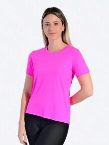 WOMEN'S FITNESS GYM T-SHIRT - Rosa Tropical - Ver 1