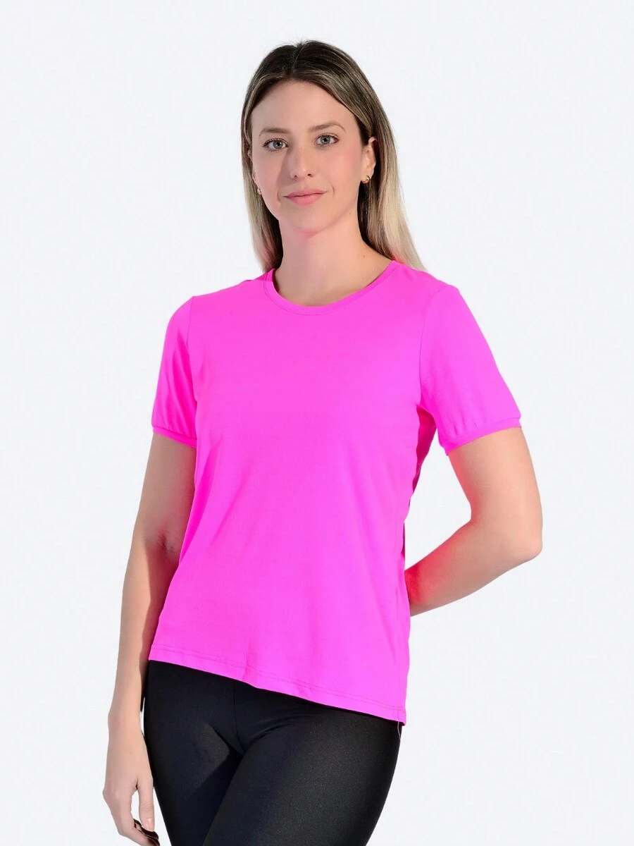 WOMEN'S FITNESS GYM T-SHIRT - Rosa Tropical - Ver 1