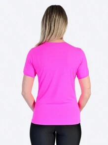 WOMEN'S FITNESS GYM T-SHIRT - Rosa Tropical - Ver 3
