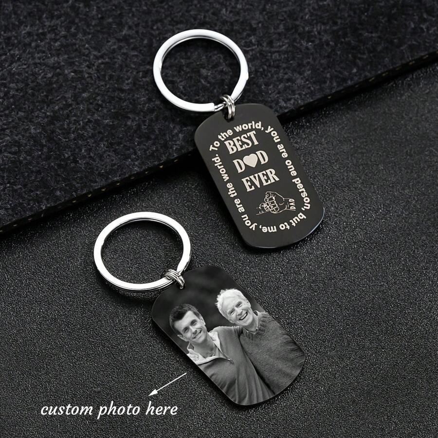 Keychain For Men, Personalized Photo Keychain, Custom Keyring With Picture Engraved, BEST DAD Keychain, Gift For Father's Day - Multicolor - View 1