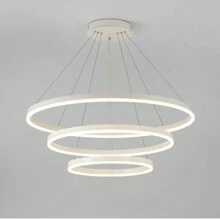 3 环 20+30+40 厘米黑色现代餐厅 LED 吸顶灯环吊灯，220V 金色室内照明室内照明客厅 LED 吊灯，3000K /6500K 纯色，不可调光，无遥控器