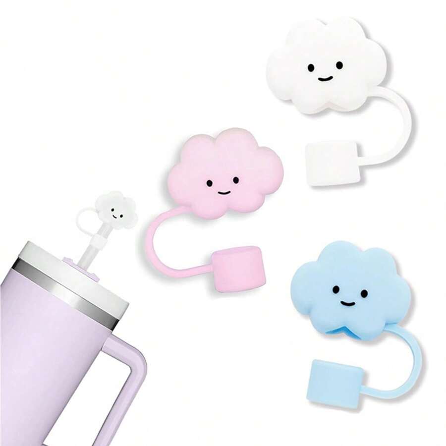 5pcs Straw Cap Cute Cloud Shaped Straw Cap, Silicone Reusable Anti-Dust Straw Cover
