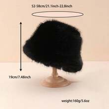 1pc Handmade Winter Solid Color Fluffy Bucket Hat, Warm & Fashionable Casual Women Furry Bucket Hat - Multicolor - View 2