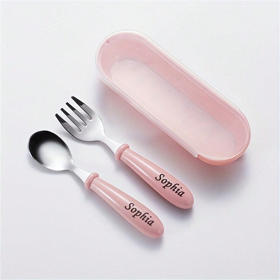 Personalized Stainless Steel Cutlery Spoon And Fork Box Set With Custom