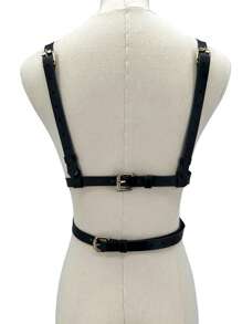 1件女士性感哥特式黑色朋克风露脐吊带背心，适合万圣节派对、夜店和日常穿着