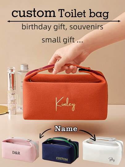 Custom Large Capacity Handheld Cosmetic Bag Portable Travel Bag, For Makeup And Bathroom Essentials Makeup Brushes Storage, Luxury Multi-Pocket Cosmetic Bag Christmas/Holiday Gift, Personalized Gifts For Women, Toiletry Bag, Clutch Bag/Handbag Ideal Gifts For Her Girlfriend, Family, Friends, Children, Pink Girls For Anniversaries, For Birthdays, For Christmas, For Holiday/ Vacation, For School, For Business/Commute/Work/Office Striped,Letter Portable,Large Capacity,Versatile,Multifunction,Lightweight,Practical,All-Purpose Colorful,Cute,Adorable,Contracted,Funny,Kawaii,Vacay Vibes/Vacation,Leisure,Commuting,Punk Fashion,Basics Royal Blue,Green,Burgundy Red Custom,Personalized,Unique,Customized Personalized Gifts For Women,School Bag/College Backpack,Tote Bag Large Ideal Gifts For HerWomen, Rookies & White-Collar Workers,Girlfriend,Pink GirlsFor Anniversaries,For Birthdays,For Holiday/ Vacation,For School,For Graduation,For Business/Commute/Work/Office