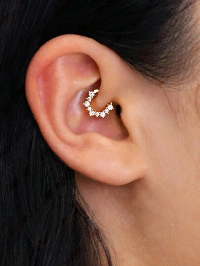 1pc Paved Cubic Zirconia Daith Hoop Earring • Nose Ring • Conch Hoop • Hoop Earring • Clicker Hoops • Septum Cartilage Hoops • Helix Hoops