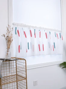 1 件清爽刺绣麦穗薄纱窗帘 - 彩色 - 查看 2