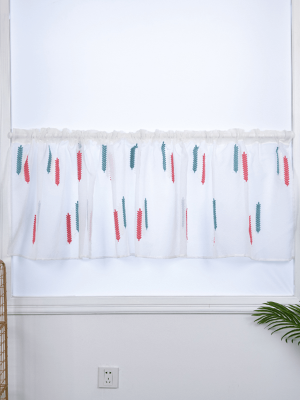 1pc Refreshing Embroidered Wheat Ear Tulle Curtain