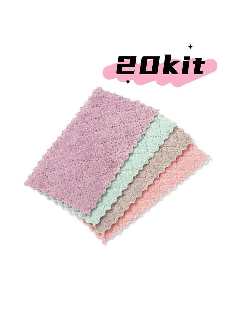 20pcs Pano De Limpeza 25x15CM Pano Super Absorvente Microfibra Para  Limpar De Cozinha Promoção