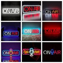 1 件装直播录音霓虹灯标志，用于墙面装饰，USB 供电，直播 LED 灯标志，适用于直播室、游戏室、广播室、音乐工作室、卧室的录音灯标志 - 彩色 - 查看 2