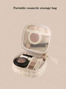 1pc Large Capacity Cosmetic Bag, Portable Travel Makeup Organizer Pouch, Multi-Functional Handbag, Double-Layer Toiletry Bag, 3 Sizes, Suitable For Makeup Brushes - Multicolor - View 11