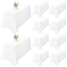 10 Pack Tablecloth 90 X 132 Inch, Rectangle Tablecloth For 6 Foot Table, Rectangular Polyester Table Cloth Stain And Wrinkle Resistant Washable Fabric Table Covers For Wedding Parties - 白色 - 查看 1