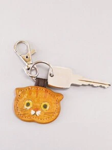 1 Stück süßer, kreativer Leder-Katzen-Schlüsselanhänger, modischer Kawaii-Kätzchen-Schlüsselring, Rucksack-Dekoration, Accessoires, Geschenke, Auto-Accessoires, Taschenbaumler, Schule, Goth, Y2K